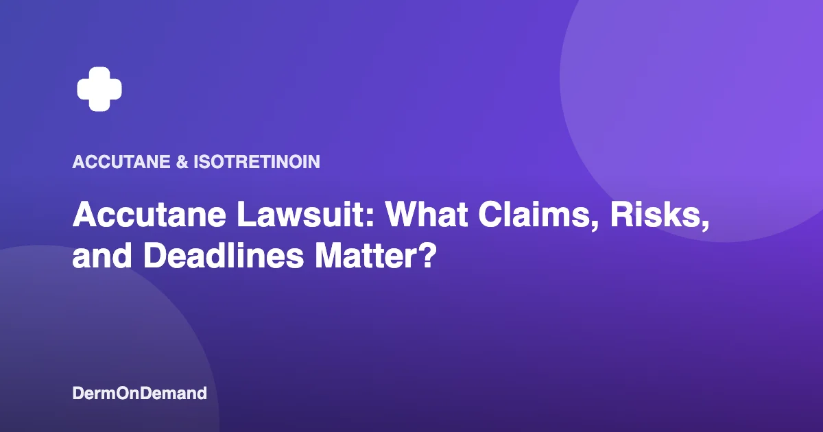 Accutane Lawsuit What Claims, Risks, and Deadlines Matter - DermOnDemand dermatology guide illustration covering blog